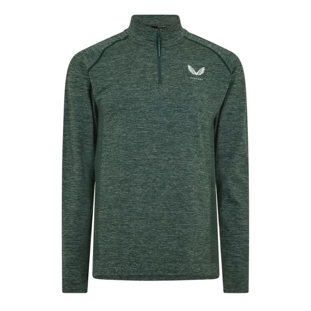 Castore Mens Body Mapped Quarter Zip Fleece Top / Pine/Gray